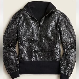 J. Crew COLLECTION Sequin reversible zip-up turtleneck sweater